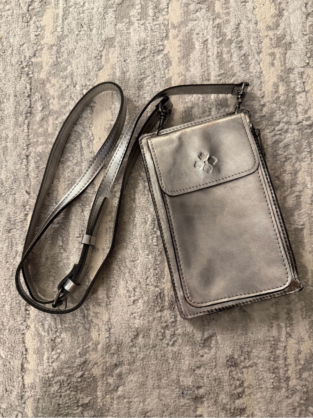 Patricia Nash Wallet Crossbody Metallic Silver Leather Bag